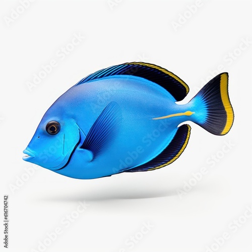 Blue tang (surgeonfish) Water Animal. Isolated on White Background. Generative AI.