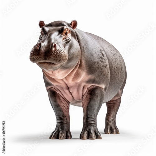 Hippopotamus Savanna Animal. Isolated on White Background. Generative AI.
