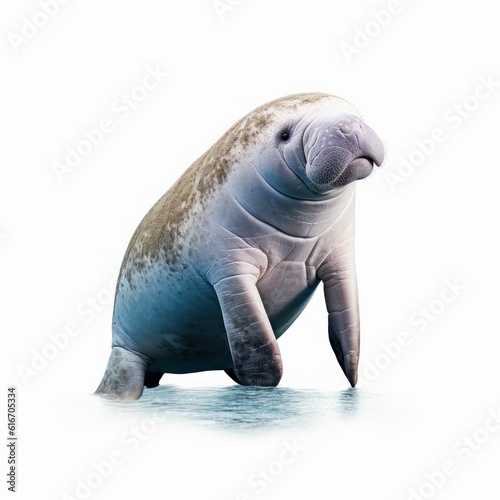 Manatee Water Animal. Isolated on White Background. Generative AI.