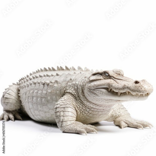 Nile Crocodile Savanna Animal. Isolated on White Background. Generative AI.