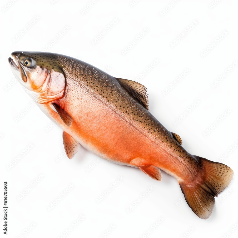 Salmon Water Animal. Isolated on White Background. Generative AI. Salmon Water Animal. Isolated on White Background. Generative AI.