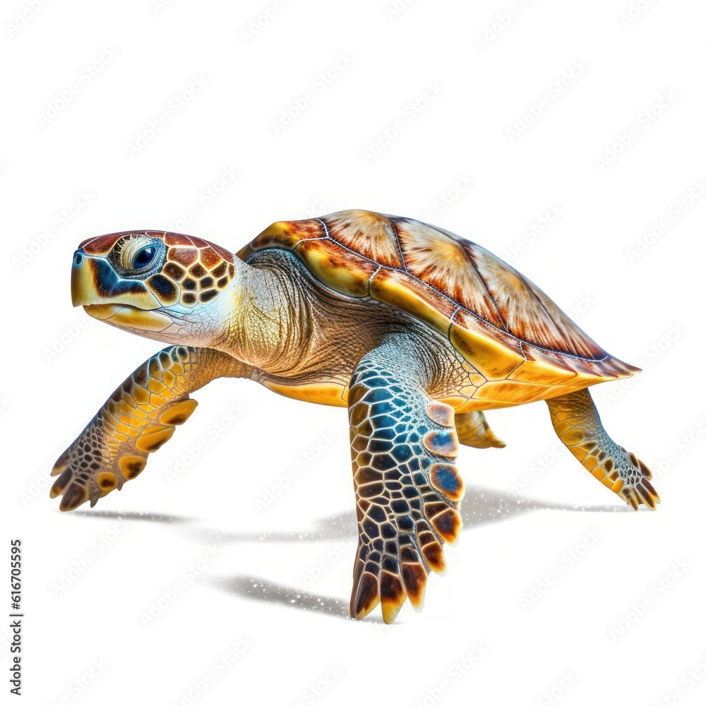 Fototapeta premium Sea turtle Water Animal. Isolated on White Background. Generative AI.
