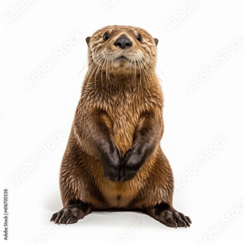 Sea otter Water Animal. Isolated on White Background. Generative AI. photo