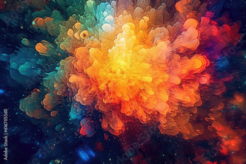 Abstract colorful powderpaint splash. Splash of paint. Explosion of colorful powder. Abstract background.Generative AI photo