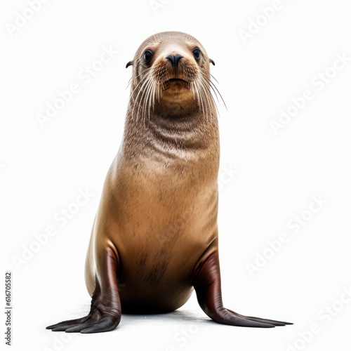 Sea lion Water Animal. Isolated on White Background. Generative AI. © bomoge.pl