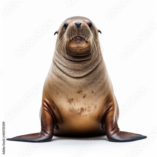 Sea lion Water Animal. Isolated on White Background. Generative AI.