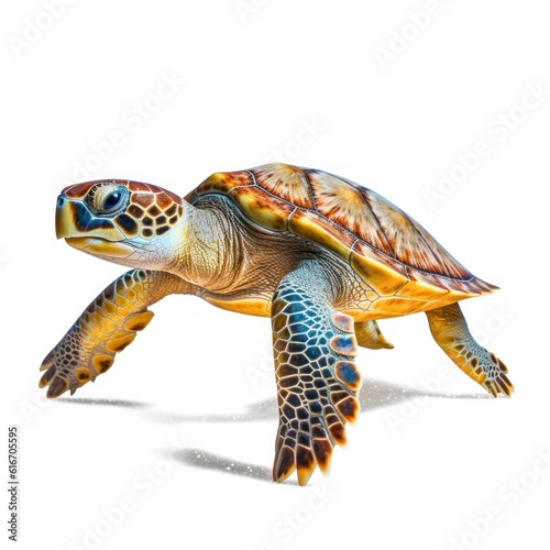 Sea turtle Water Animal. Isolated on White Background. Generative AI.