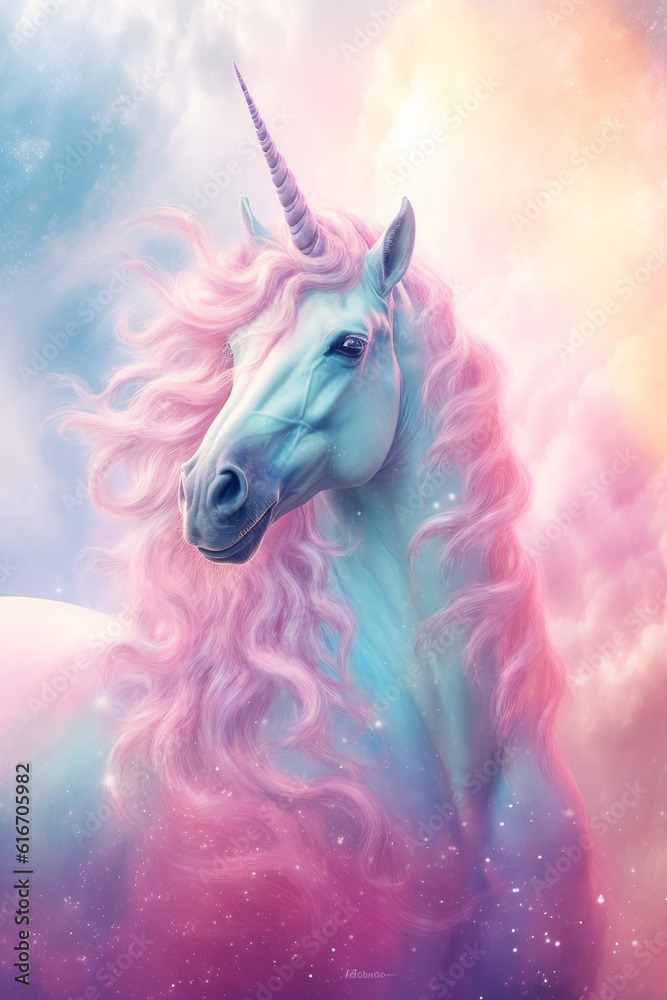 Fototapeta premium A fascinating and divine Unicorn, with beautiful background