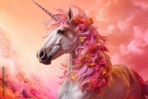 A fascinating and divine Unicorn  with beautiful background