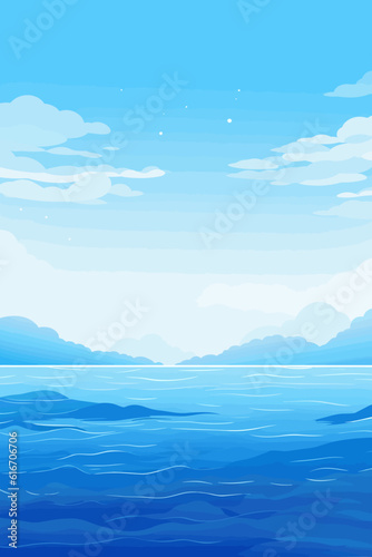 Mountain landscape vector art with blue hues.