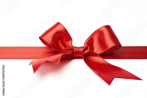 Red bow with ribbon isolated on white background. Gift decorations. Generative AI