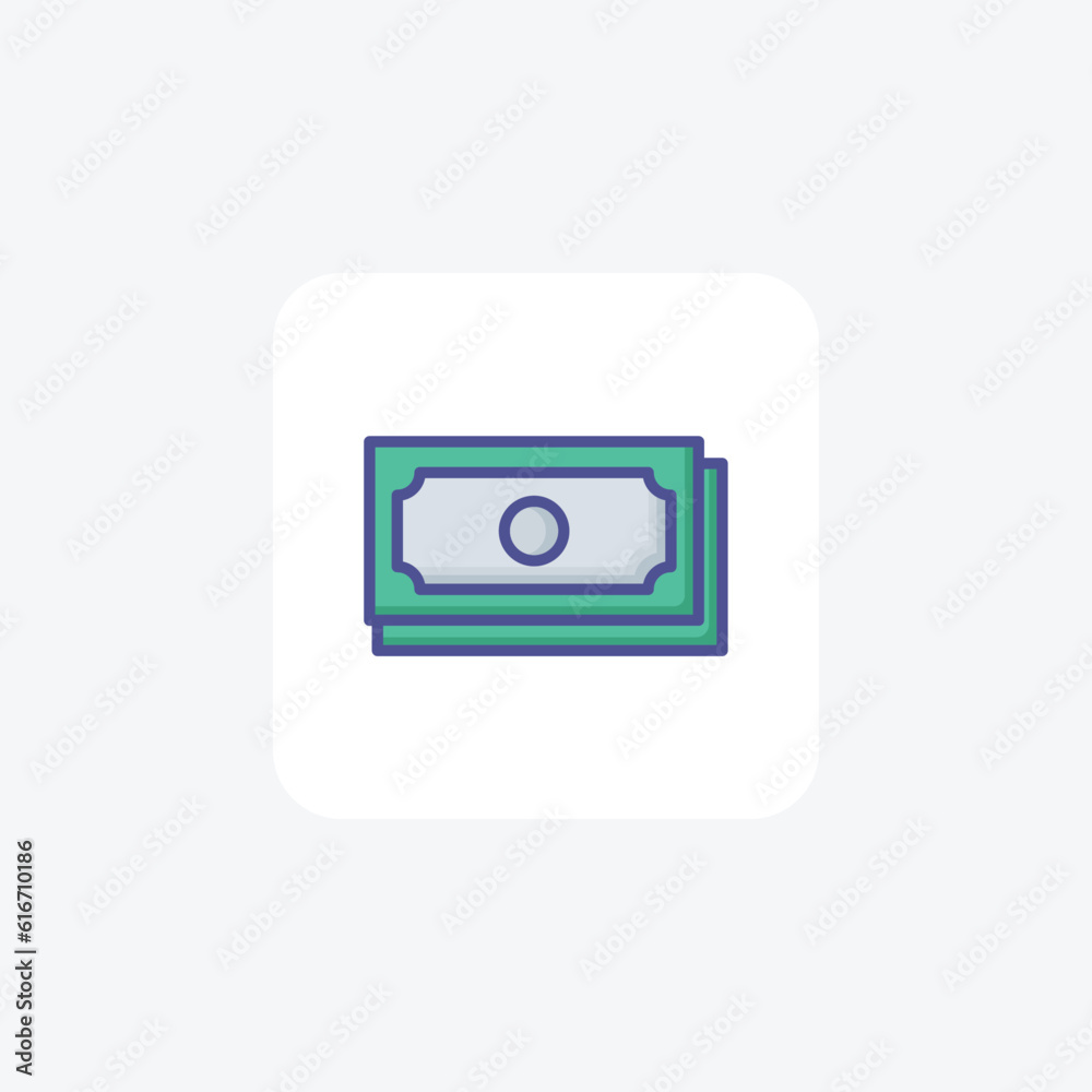 Money, Currency, Dollar Vector Outline Filled Icon Money, Currency, Dollar Vector Outline Filled Icon