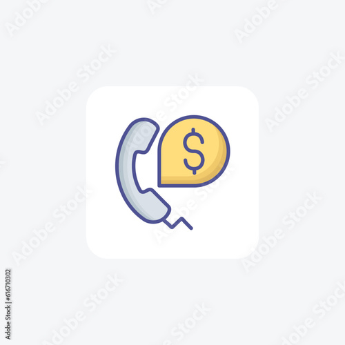 Phone, Reciever, Dollar, Money, Bill Vector Outline Filled Icon