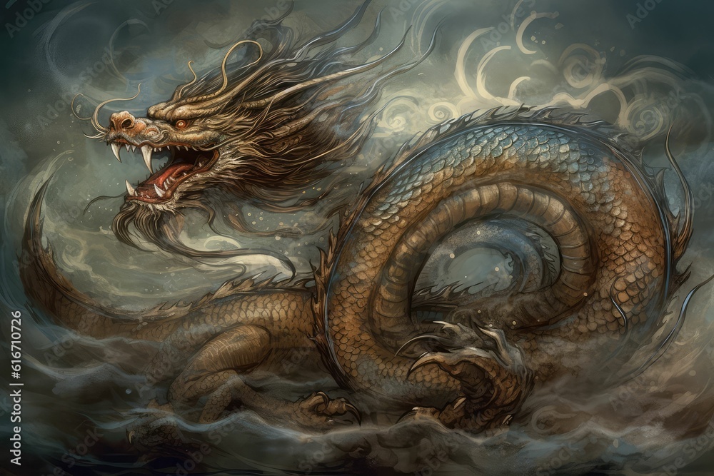 Chinese dragon mural painting