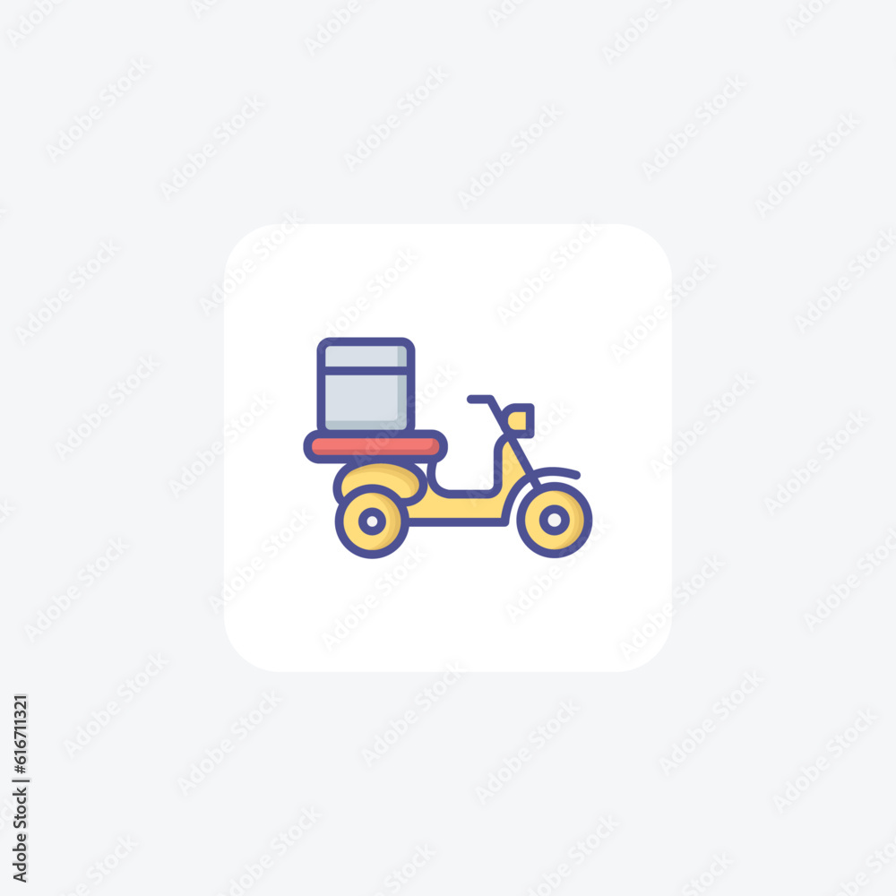 Home Delivery, Delivery Bike Vector Outline Filled Icon Home Delivery, Delivery Bike Vector Outline Filled Icon