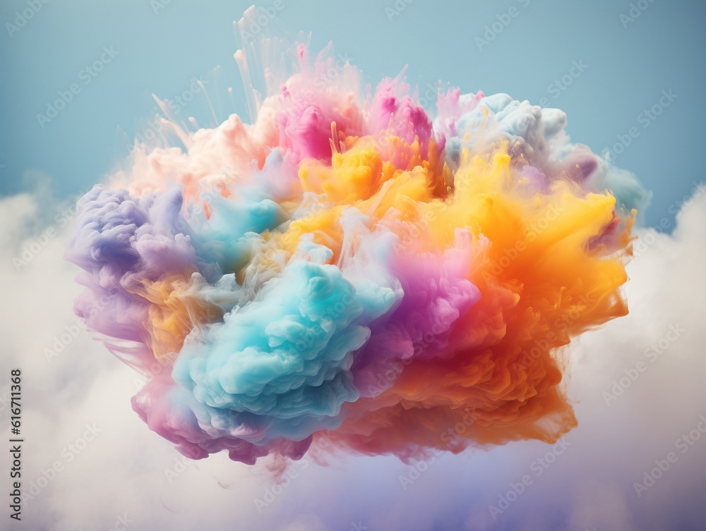 a colorful rainbow cloud in the sky made with generative ai