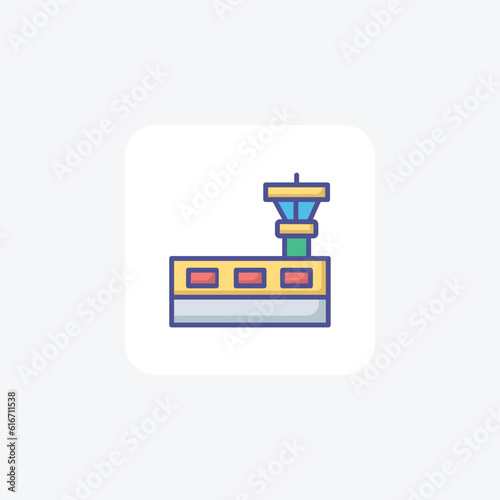 Airport, Flight, Travel, Cityscape Vector Outline Filled Icon