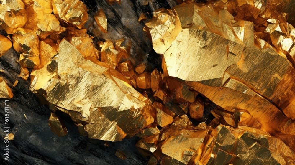 Realistic Texture of Natural Gold Rocks, Showcasing the Earth's Riches and Beauty