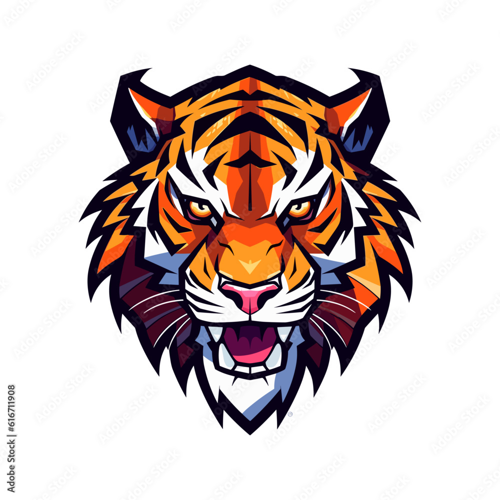 howling tiger hand drawn logo design illustration