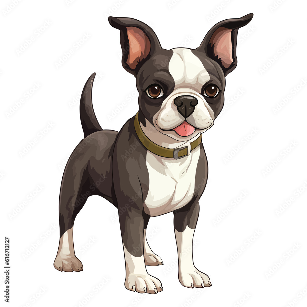 Illustrated Happiness: Sweet Boston Terrier Artwork in 2D