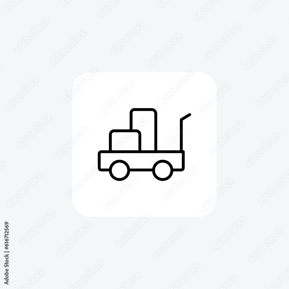 Luggage Carrier, Luggage Cart Vector Line Icon