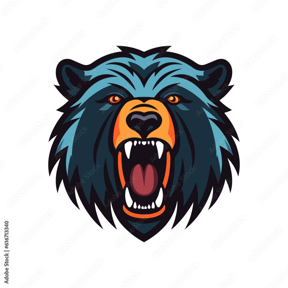 Majestic bear head illustration with intricate hand drawn details. Perfect for logo designs with a strong and powerful vibe