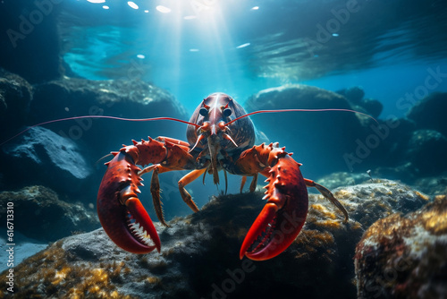 photo of beautiful lobster underwater style 2