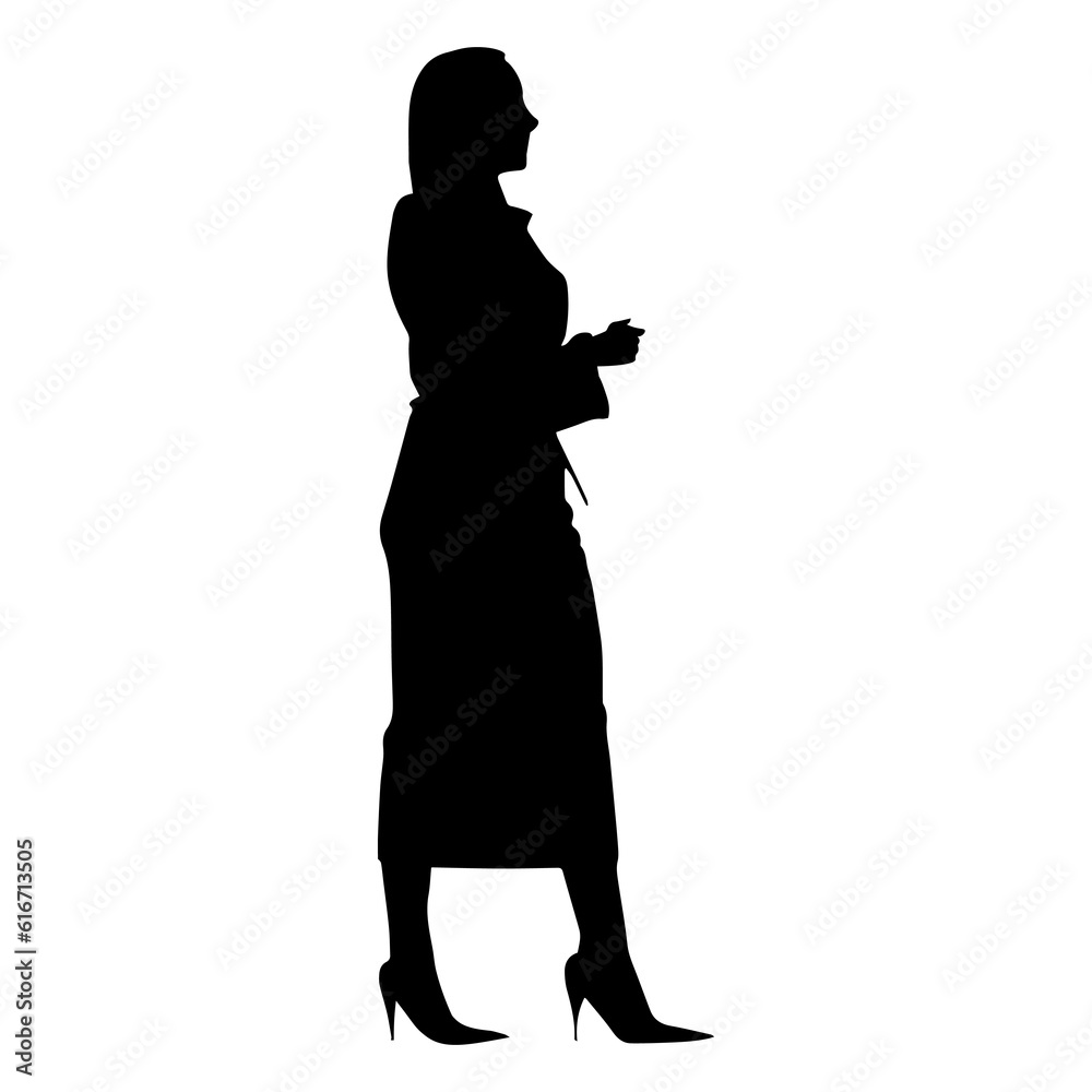 Vector illustration. Full-length silhouette of a woman. Psychologist doctor.