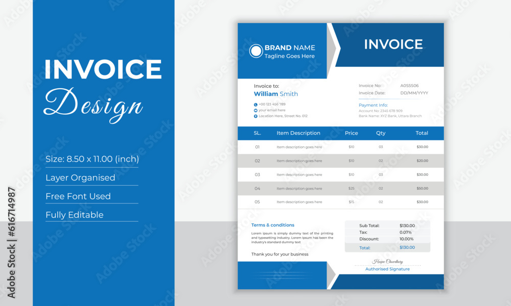 Invoice design template for business. Invoice design template for business.