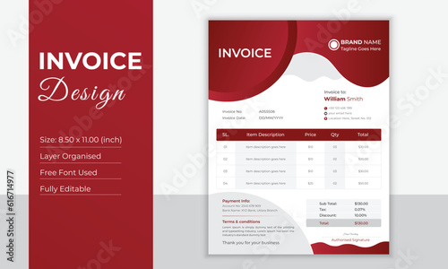 Invoice design template for business.