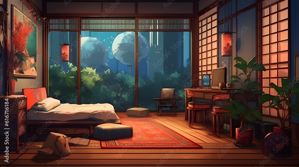 Chill Vibes Unleashed Embracing the Atmospheric Lofi Room in Anime Style