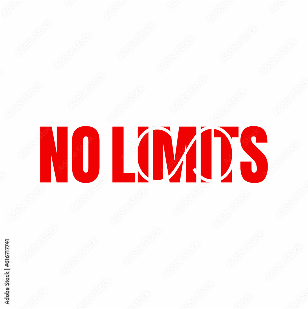 Vector illustration. No Limits. No limits word design with infinity symbol.
