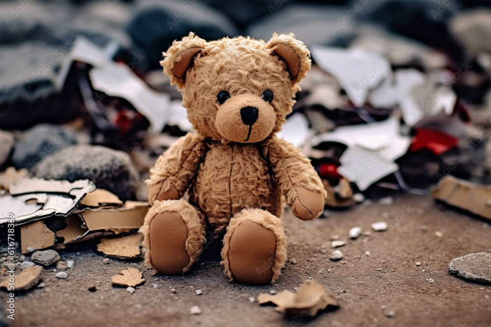 Teddy bear and litter Teddy bear and litter