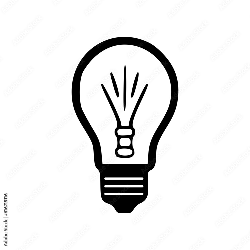 Lamp bulb black outlines vector illustration