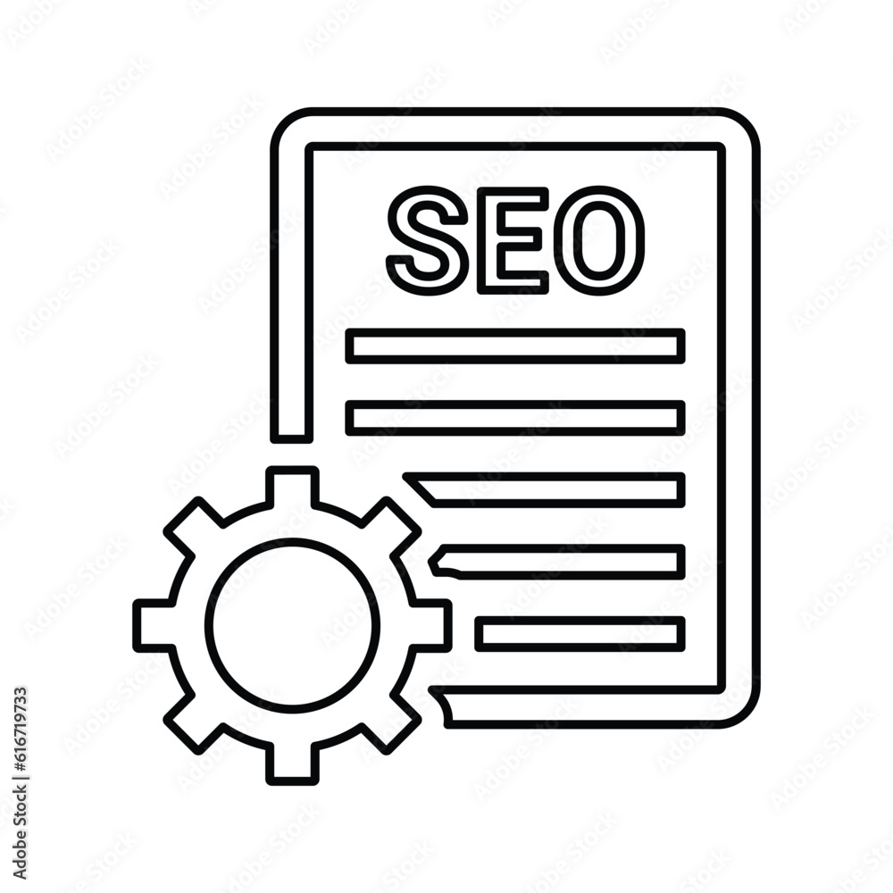 SEO Content Management icon. Line, outline design. SEO Content Management icon. Line, outline design.
