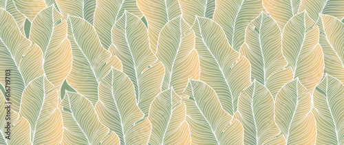 Abstract tropical summer background with green banana leaves. Botanical background for decor, wallpapers, postcards, social media posts.