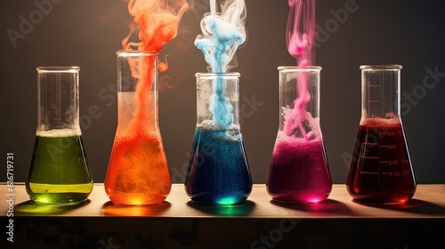 colorful test tube for science theme background wallpaper, Generative Ai