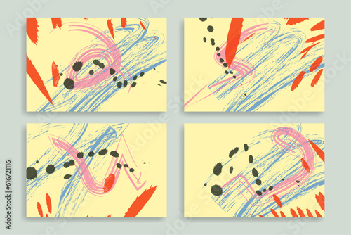 Set of vector banners with abstract ink
