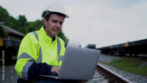 worker with laptop. engineer with laptop.