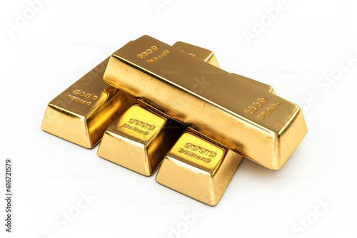 several bars of gold isolated on white background. investment and capital preservation.Generative AI