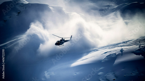 Helicopter ride in the Alaskan mountains photo