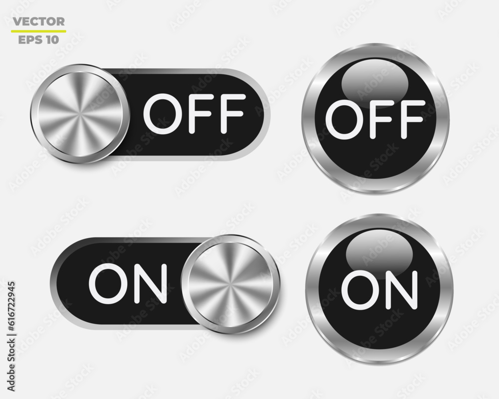On and Off buttons Power icons, Flat web buttons with icons on white ...