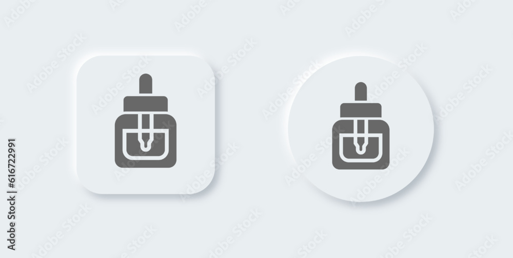 Serum solid icon in neomorphic design style. Cosmetic signs vector illustration. Serum solid icon in neomorphic design style. Cosmetic signs vector illustration.