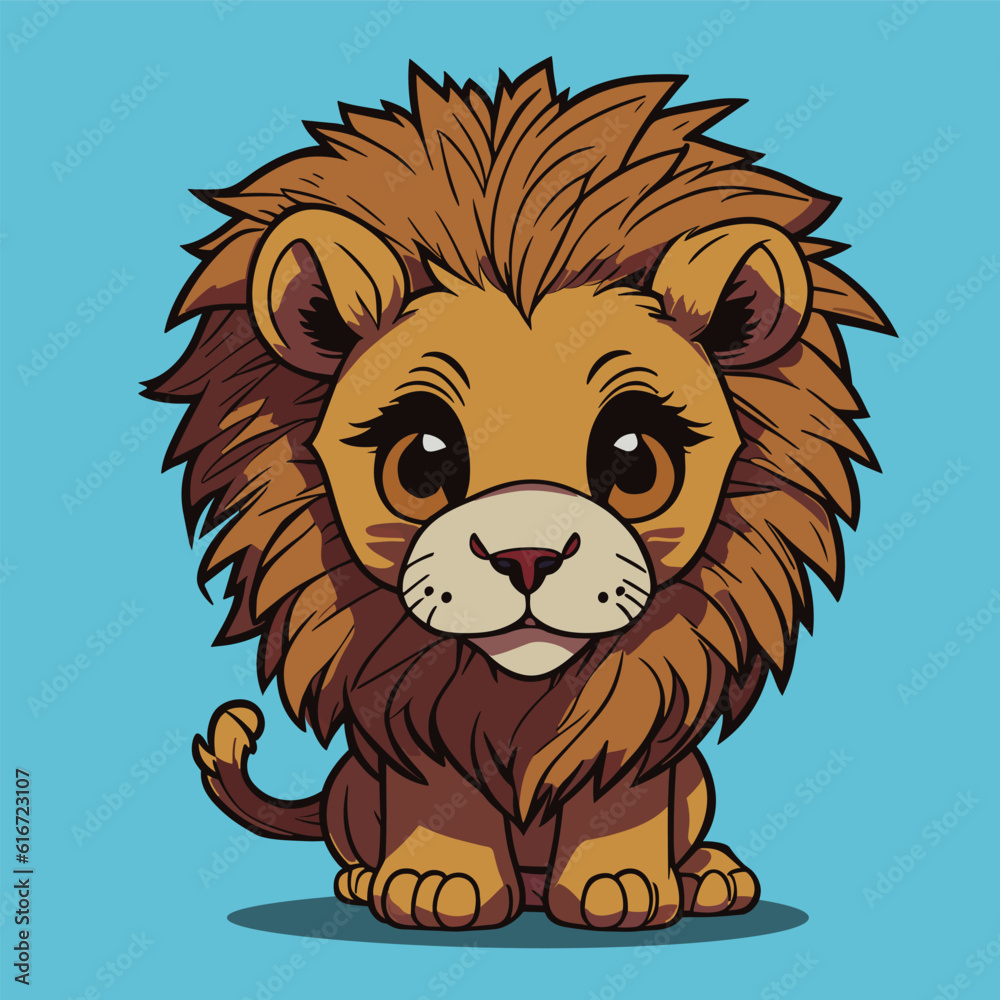 Cartoon male lion sitting Vector illustration Cartoon male lion sitting Vector illustration