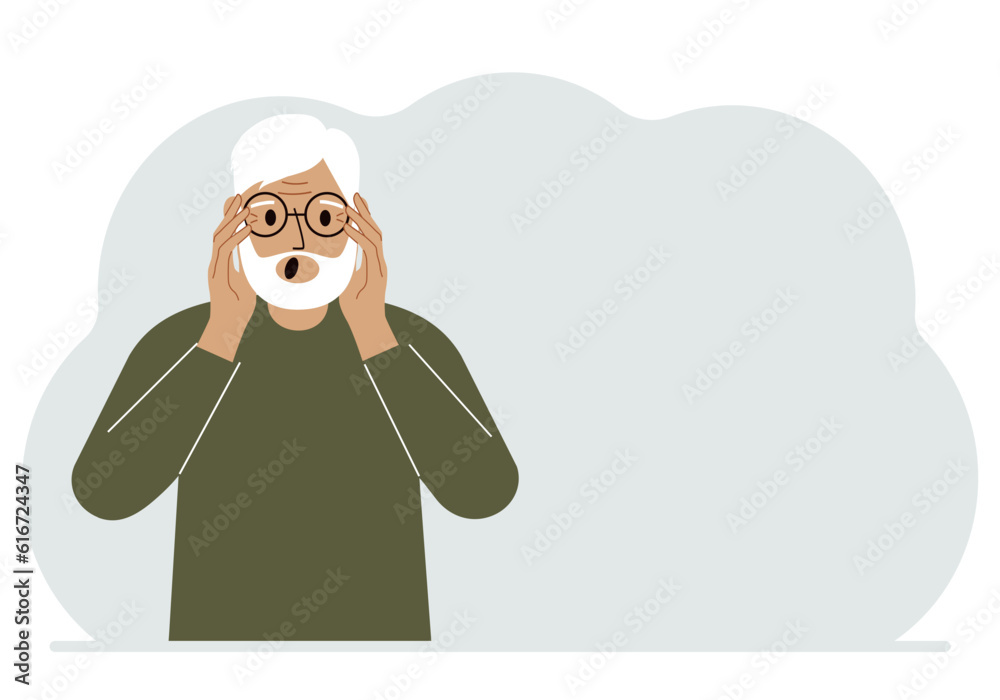 The man expresses the emotions of shock, surprise, confusion, stress, anxiety. Vector