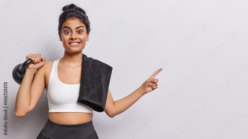 Waist Up Shot of Self Confident Beautiful Healthy Tennis Player Holds Pony  Tail, Dressed in Sportswear, Poses Against White Studio Stock Image - Image  of motivated, casual: 125178323