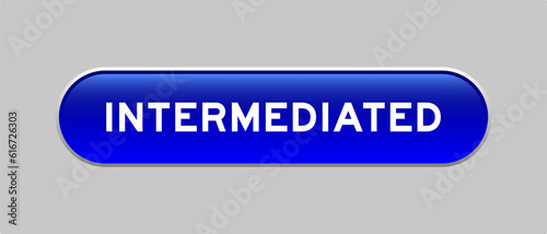 Blue color capsule shape button with word intermediated on gray background