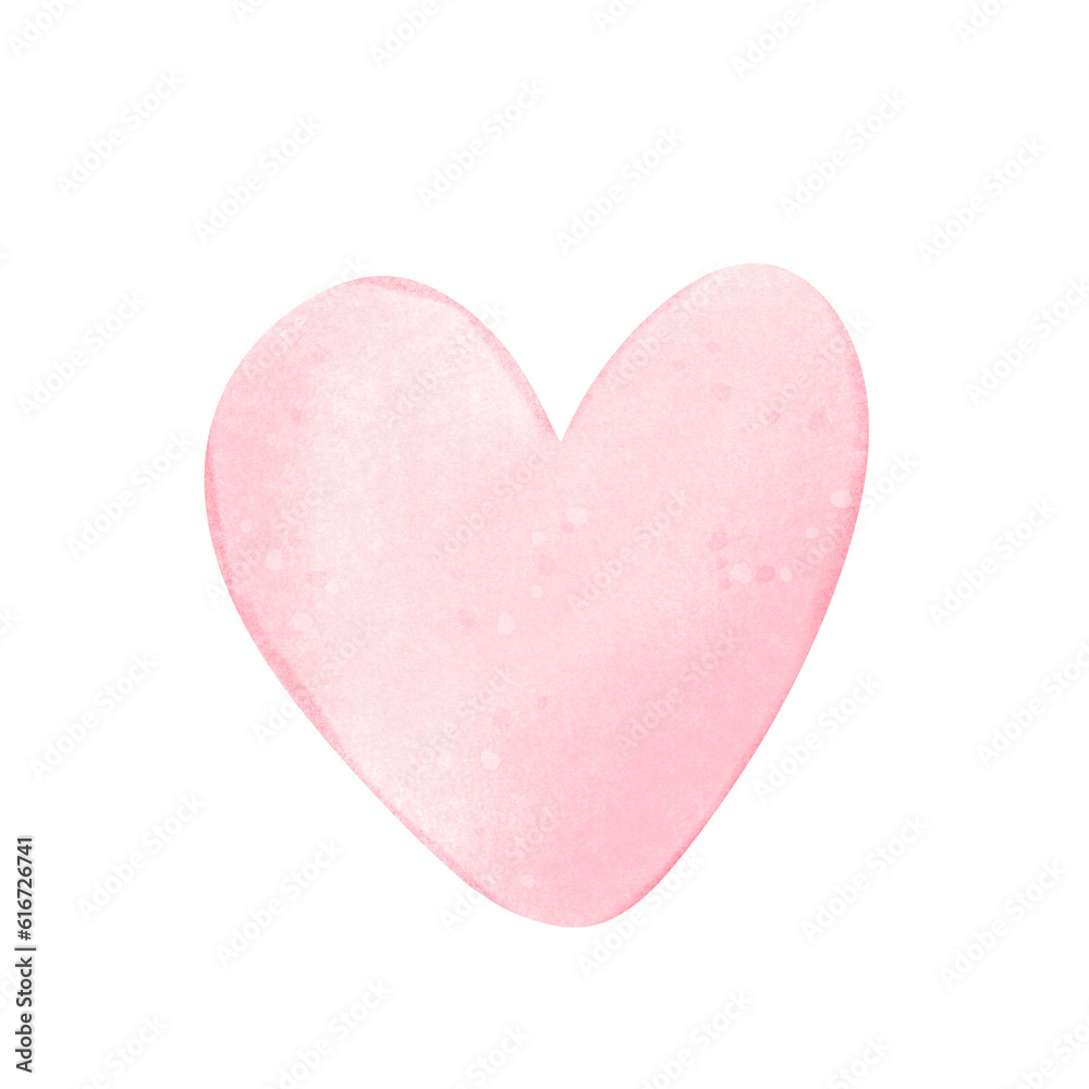 watercolor pink heart isolated 