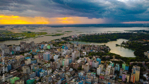 Urban sunset of Dhaka,the capital of Bangladesh 