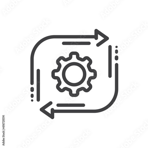 Process symbol in black for web site design, app.